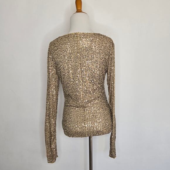 NEW Intimately Free People Gold Rush Sequin Shirt Glam Maximalist Women Small - Picture 4 of 13